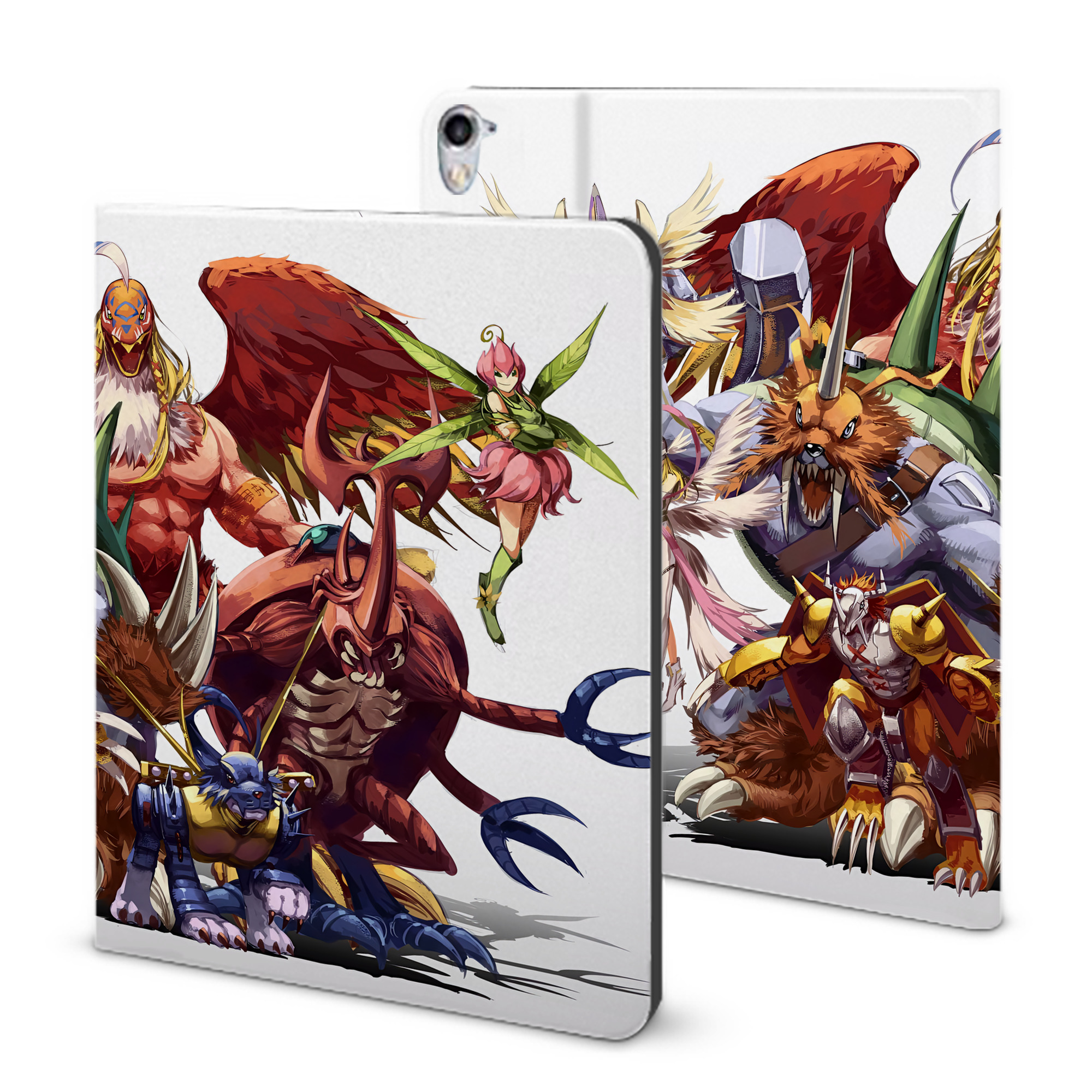 （画像用） Digimon デジタルモンスター/デジモン IPad ケース ブック型 PUレザー TPU 耐衝撃 軽量 薄型 ペン収納なし 全面保護 IPad 各モデル対応